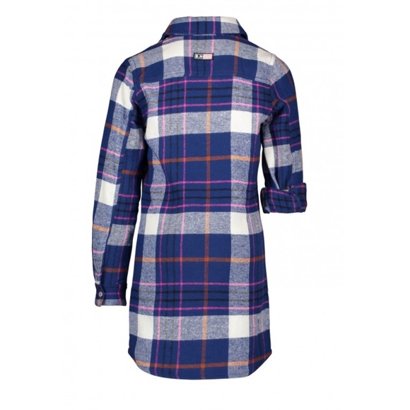 B.nosy - Plaid Flannel Dress with Blue Leggings - Picture 3 of 4